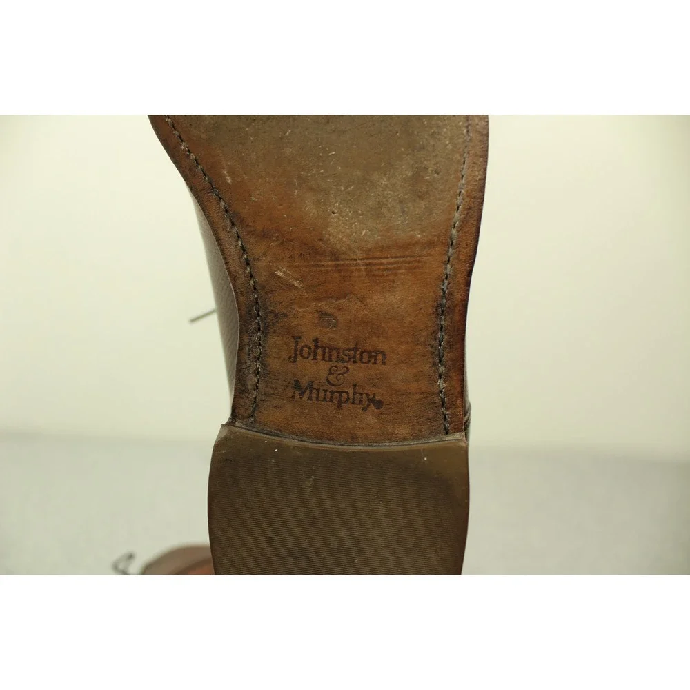 Johnston & Murphy Shoes Mens 8 Brown‎ Cap Toe Oxford Brogue Dress 24-8130